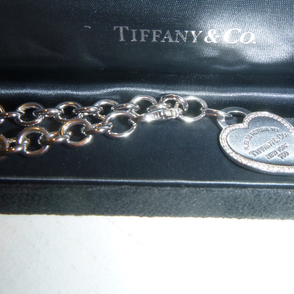 PERFECT CHRISTMAS GIFT TIFFANY & CO 18K WHT GOLD & DIAMOND HEART TAG BRACELET - Picture 14 of 16